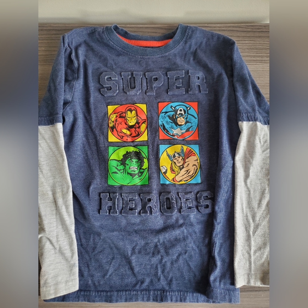 Marvel Superheroes Long Sleeve Shirt - Blue and White